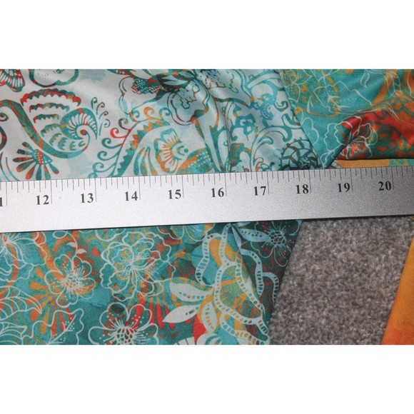 BOHO Chic Flared Sleeve Top Shirt Colorful Orange Flue Floral Design XL Azalea - Picture 3 of 7